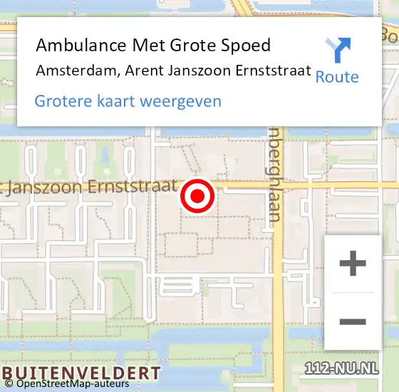 Locatie op kaart van de 112 melding: Ambulance Met Grote Spoed Naar Amsterdam, Arent Janszoon Ernststraat op 7 april 2024 11:15