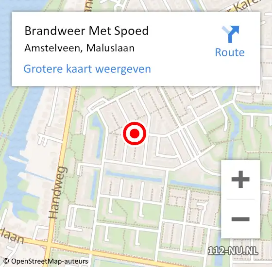 Locatie op kaart van de 112 melding: Brandweer Met Spoed Naar Amstelveen, Maluslaan op 7 april 2024 11:30