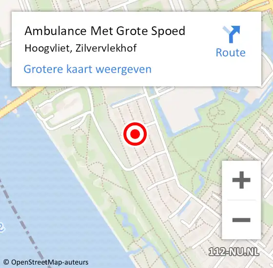 Locatie op kaart van de 112 melding: Ambulance Met Grote Spoed Naar Hoogvliet, Zilvervlekhof op 7 april 2024 11:32