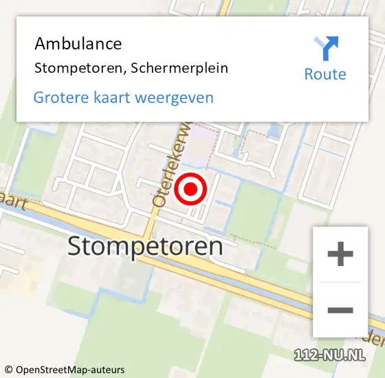 Locatie op kaart van de 112 melding: Ambulance Stompetoren, Schermerplein op 7 april 2024 11:37