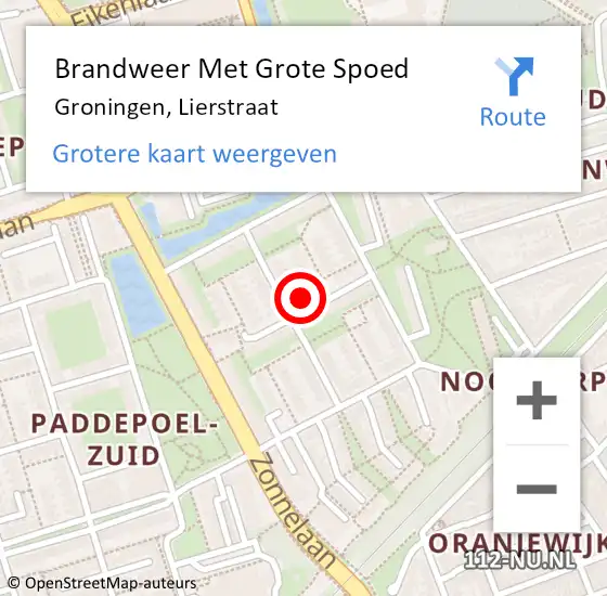 Locatie op kaart van de 112 melding: Brandweer Met Grote Spoed Naar Groningen, Lierstraat op 7 april 2024 12:02