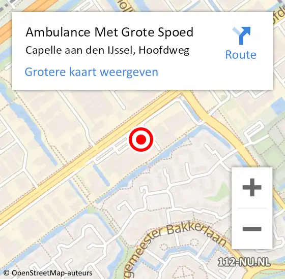 Locatie op kaart van de 112 melding: Ambulance Met Grote Spoed Naar Capelle aan den IJssel, Hoofdweg op 7 april 2024 12:21