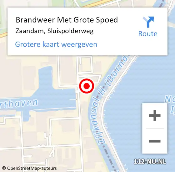 Locatie op kaart van de 112 melding: Brandweer Met Grote Spoed Naar Zaandam, Sluispolderweg op 7 april 2024 13:23