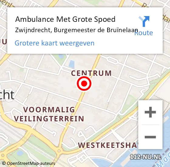 Locatie op kaart van de 112 melding: Ambulance Met Grote Spoed Naar Zwijndrecht, Burgemeester de Bruïnelaan op 7 april 2024 13:49