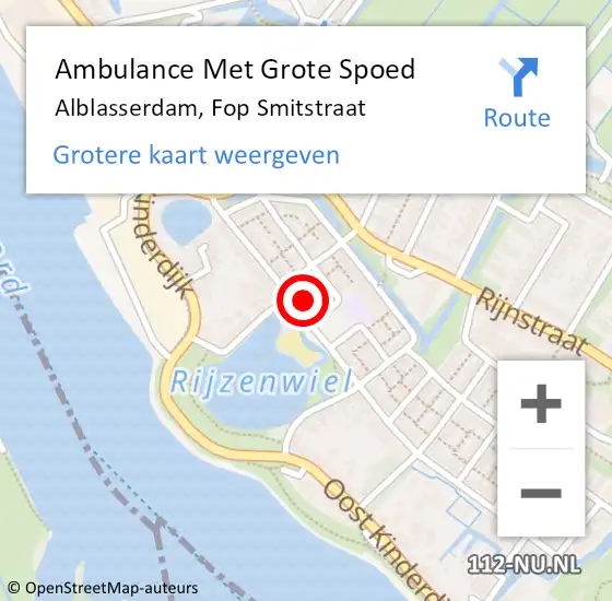 Locatie op kaart van de 112 melding: Ambulance Met Grote Spoed Naar Alblasserdam, Fop Smitstraat op 7 april 2024 13:59