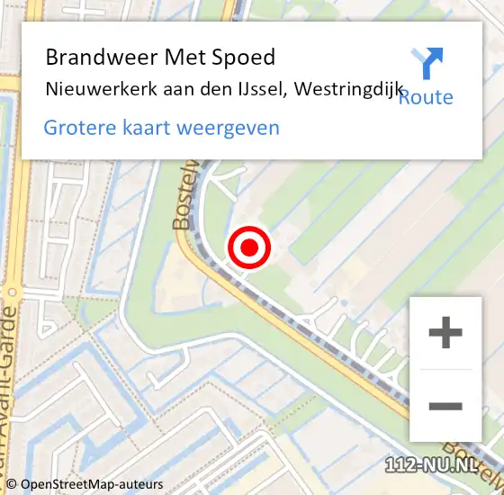 Locatie op kaart van de 112 melding: Brandweer Met Spoed Naar Nieuwerkerk aan den IJssel, Westringdijk op 7 april 2024 14:20