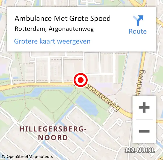 Locatie op kaart van de 112 melding: Ambulance Met Grote Spoed Naar Rotterdam, Argonautenweg op 7 april 2024 14:20