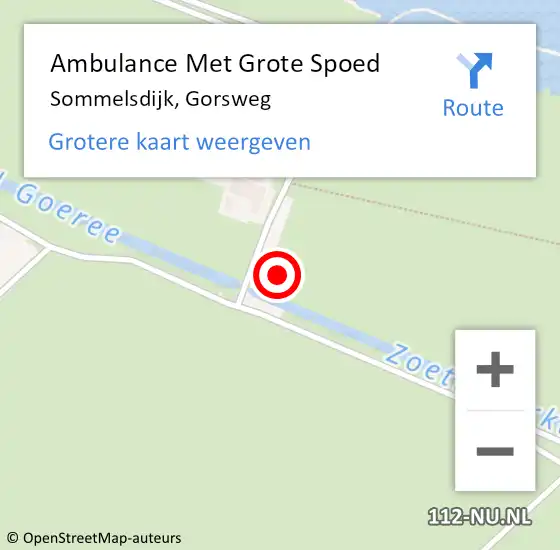 Locatie op kaart van de 112 melding: Ambulance Met Grote Spoed Naar Sommelsdijk, Gorsweg op 7 april 2024 14:27