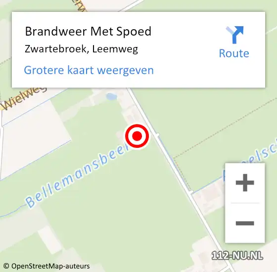 Locatie op kaart van de 112 melding: Brandweer Met Spoed Naar Zwartebroek, Leemweg op 7 april 2024 14:35