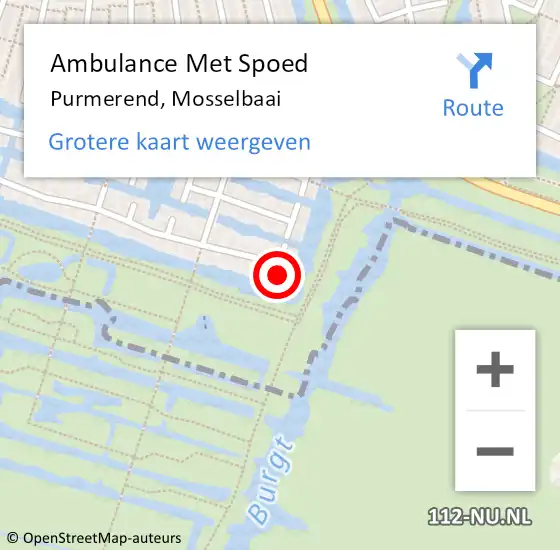 Locatie op kaart van de 112 melding: Ambulance Met Spoed Naar Purmerend, Mosselbaai op 7 april 2024 14:45