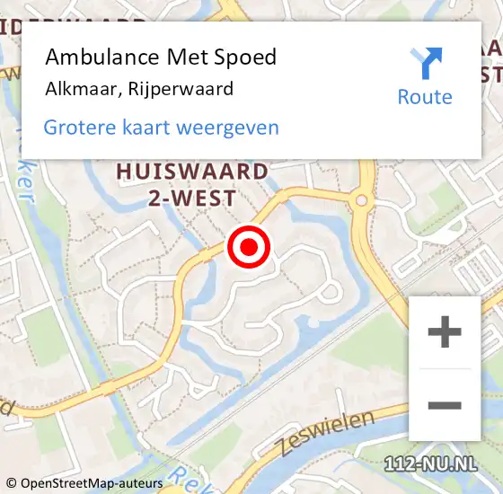 Locatie op kaart van de 112 melding: Ambulance Met Spoed Naar Alkmaar, Rijperwaard op 7 april 2024 15:01