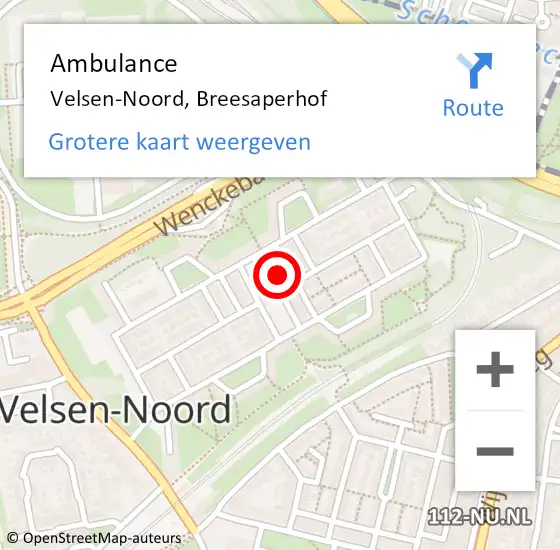 Locatie op kaart van de 112 melding: Ambulance Velsen-Noord, Breesaperhof op 7 april 2024 15:13