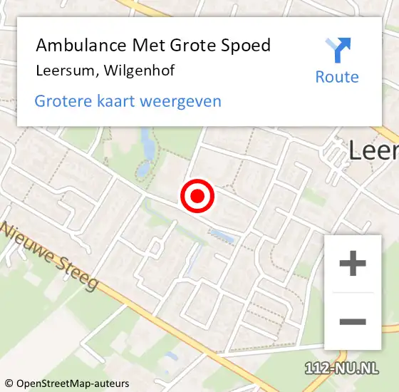 Locatie op kaart van de 112 melding: Ambulance Met Grote Spoed Naar Leersum, Wilgenhof op 1 oktober 2014 17:10