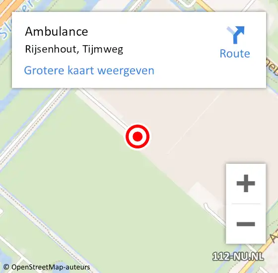 Locatie op kaart van de 112 melding: Ambulance Rijsenhout, Tijmweg op 7 april 2024 15:33