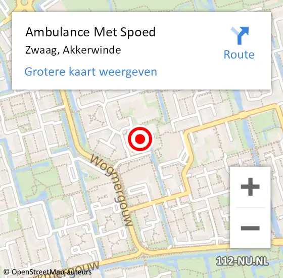 Locatie op kaart van de 112 melding: Ambulance Met Spoed Naar Zwaag, Akkerwinde op 7 april 2024 15:39