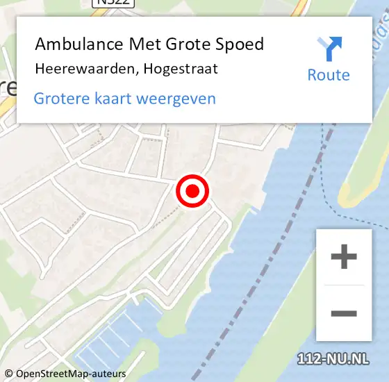 Locatie op kaart van de 112 melding: Ambulance Met Grote Spoed Naar Heerewaarden, Hogestraat op 1 oktober 2014 17:12