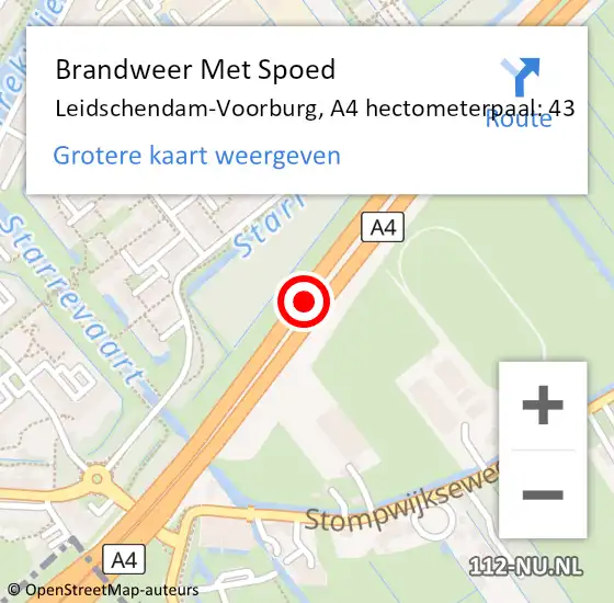 Locatie op kaart van de 112 melding: Brandweer Met Spoed Naar Leidschendam-Voorburg, A4 hectometerpaal: 43 op 7 april 2024 16:13