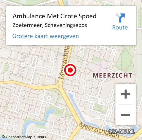 Locatie op kaart van de 112 melding: Ambulance Met Grote Spoed Naar Zoetermeer, Scheveningsebos op 7 april 2024 16:26