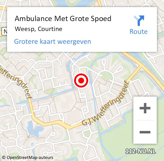 Locatie op kaart van de 112 melding: Ambulance Met Grote Spoed Naar Weesp, Courtine op 7 april 2024 16:32