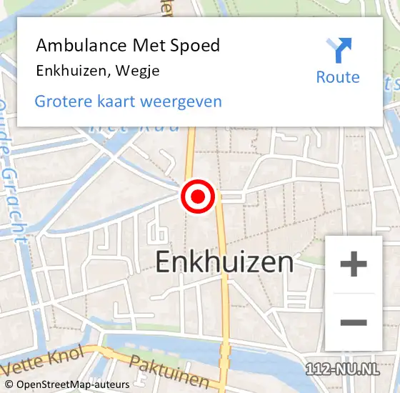 Locatie op kaart van de 112 melding: Ambulance Met Spoed Naar Enkhuizen, Wegje op 7 april 2024 17:21