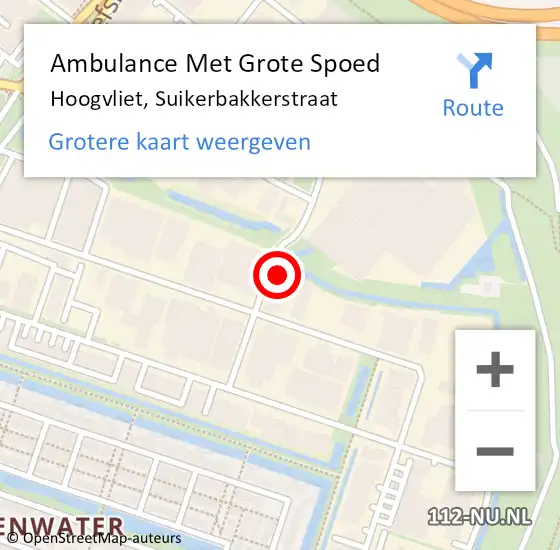 Locatie op kaart van de 112 melding: Ambulance Met Grote Spoed Naar Hoogvliet, Suikerbakkerstraat op 7 april 2024 17:35