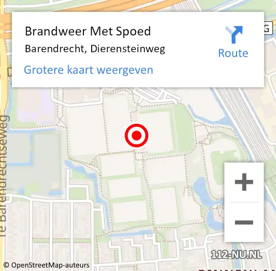 Locatie op kaart van de 112 melding: Brandweer Met Spoed Naar Barendrecht, Dierensteinweg op 7 april 2024 17:36