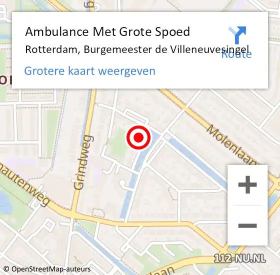 Locatie op kaart van de 112 melding: Ambulance Met Grote Spoed Naar Rotterdam, Burgemeester de Villeneuvesingel op 7 april 2024 17:59