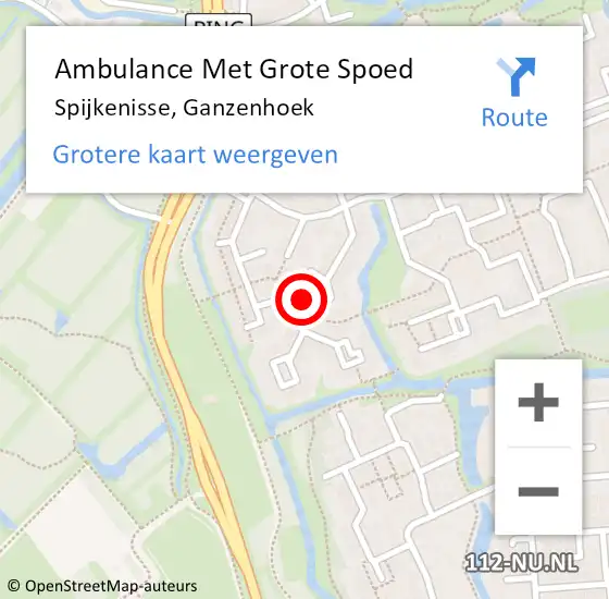 Locatie op kaart van de 112 melding: Ambulance Met Grote Spoed Naar Spijkenisse, Ganzenhoek op 7 april 2024 18:02