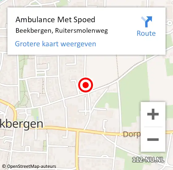 Locatie op kaart van de 112 melding: Ambulance Met Spoed Naar Beekbergen, Ruitersmolenweg op 1 oktober 2014 17:21