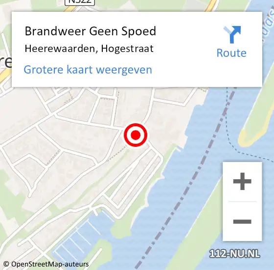 Locatie op kaart van de 112 melding: Brandweer Geen Spoed Naar Heerewaarden, Hogestraat op 1 oktober 2014 17:23