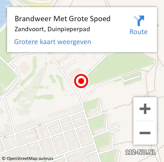 Locatie op kaart van de 112 melding: Brandweer Met Grote Spoed Naar Zandvoort, Duinpieperpad op 7 april 2024 18:50