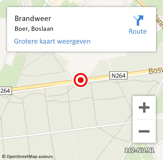 Locatie op kaart van de 112 melding: Brandweer Boer, Boslaan op 1 oktober 2014 17:24