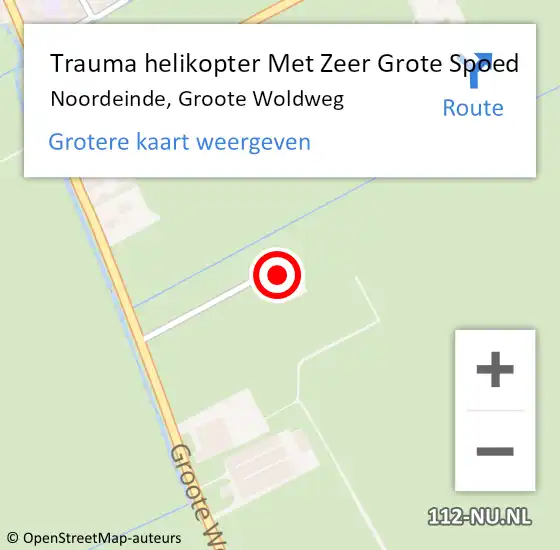 Locatie op kaart van de 112 melding: Trauma helikopter Met Zeer Grote Spoed Naar Noordeinde, Groote Woldweg op 7 april 2024 18:57