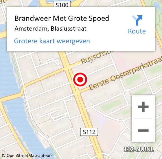 Locatie op kaart van de 112 melding: Brandweer Met Grote Spoed Naar Amsterdam, Blasiusstraat op 7 april 2024 19:40