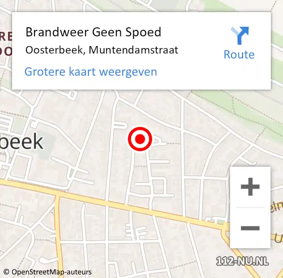 Locatie op kaart van de 112 melding: Brandweer Geen Spoed Naar Oosterbeek, Muntendamstraat op 7 april 2024 19:47