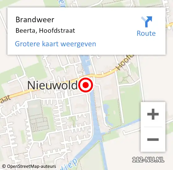 Locatie op kaart van de 112 melding: Brandweer Beerta, Hoofdstraat op 7 april 2024 19:52
