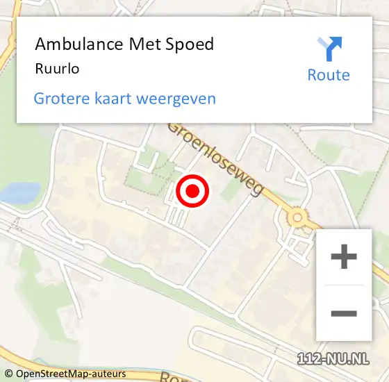 Locatie op kaart van de 112 melding: Ambulance Met Spoed Naar Ruurlo op 7 april 2024 20:05