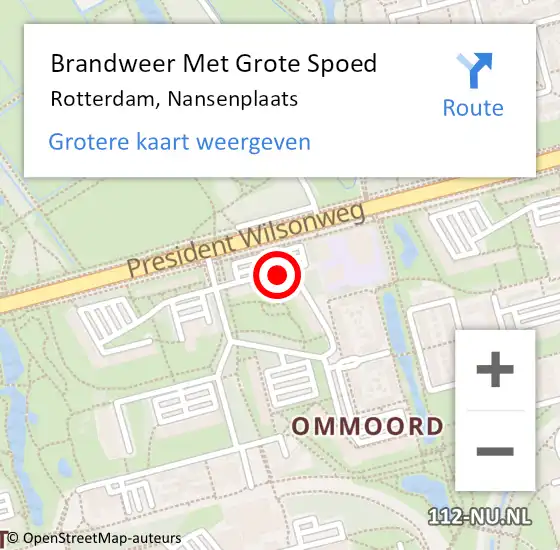 Locatie op kaart van de 112 melding: Brandweer Met Grote Spoed Naar Rotterdam, Nansenplaats op 7 april 2024 20:42
