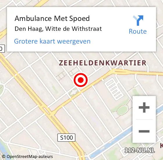 Locatie op kaart van de 112 melding: Ambulance Met Spoed Naar Den Haag, Witte de Withstraat op 7 april 2024 21:09