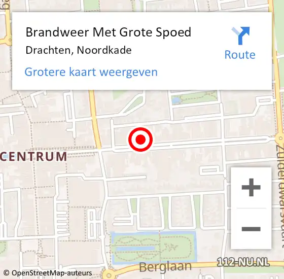 Locatie op kaart van de 112 melding: Brandweer Met Grote Spoed Naar Drachten, Noordkade op 7 april 2024 21:16