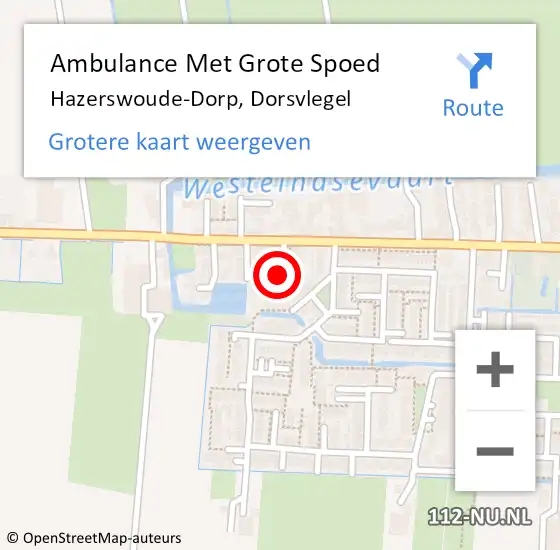 Locatie op kaart van de 112 melding: Ambulance Met Grote Spoed Naar Hazerswoude-Dorp, Dorsvlegel op 7 april 2024 21:24