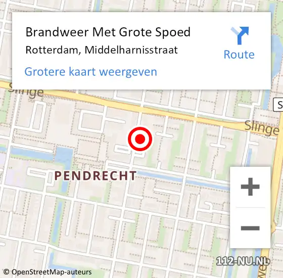 Locatie op kaart van de 112 melding: Brandweer Met Grote Spoed Naar Rotterdam, Middelharnisstraat op 7 april 2024 21:33