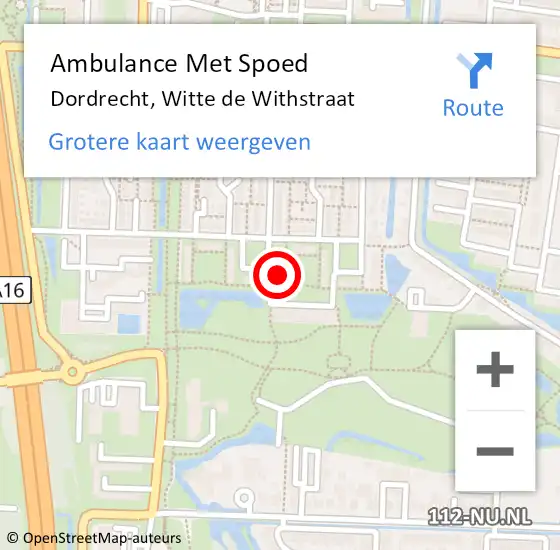 Locatie op kaart van de 112 melding: Ambulance Met Spoed Naar Dordrecht, Witte de Withstraat op 7 april 2024 21:50