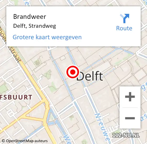 Locatie op kaart van de 112 melding: Brandweer Delft, Strandweg op 1 oktober 2014 17:39