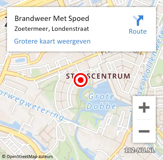 Locatie op kaart van de 112 melding: Brandweer Met Spoed Naar Zoetermeer, Londenstraat op 7 april 2024 21:52