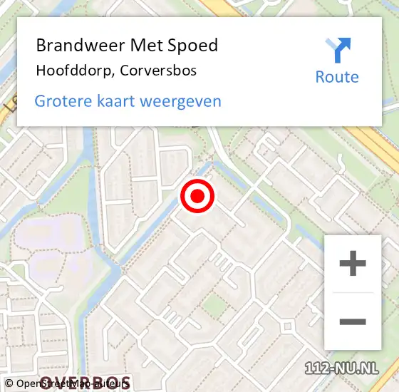 Locatie op kaart van de 112 melding: Brandweer Met Spoed Naar Hoofddorp, Corversbos op 7 april 2024 22:22