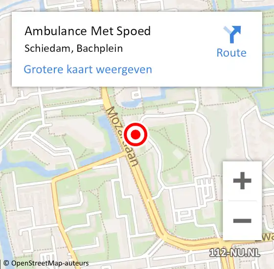 Locatie op kaart van de 112 melding: Ambulance Met Spoed Naar Schiedam, Bachplein op 7 april 2024 22:29