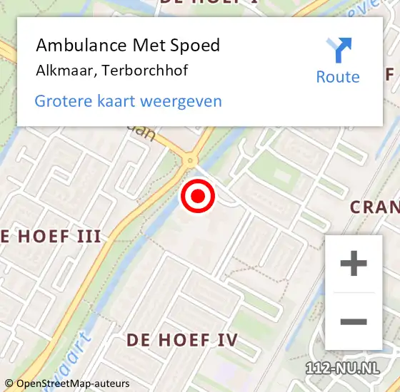Locatie op kaart van de 112 melding: Ambulance Met Spoed Naar Alkmaar, Terborchhof op 7 april 2024 22:55