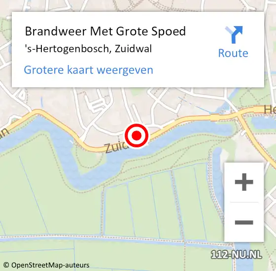 Locatie op kaart van de 112 melding: Brandweer Met Grote Spoed Naar 's-Hertogenbosch, Zuidwal op 7 april 2024 23:24