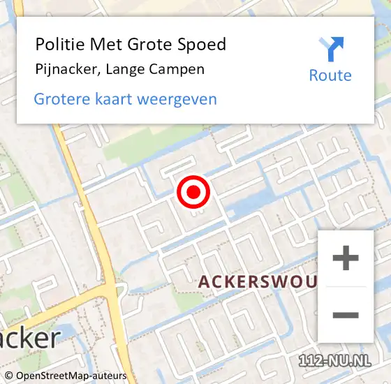 Locatie op kaart van de 112 melding: Politie Met Grote Spoed Naar Pijnacker, Lange Campen op 7 april 2024 23:31